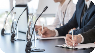 Homepage New 17 business people speaking presentation microphones office 394555 11