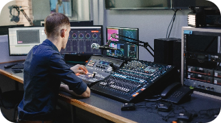 Homepage New 18 sound engineer working studio with equipment